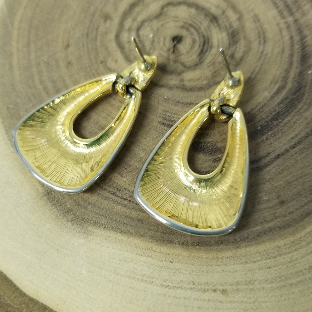 Vintage Goldtone Doorknocker Earrings - Picture 5 of 5